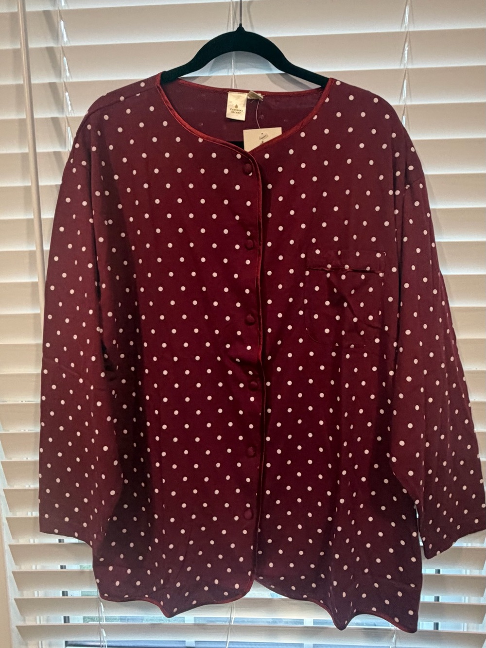 Victoria's Secret Burgundy Polka Dot Button-Front Pajama top